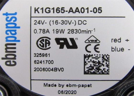 VENTILATEUR de FAN d'EBM PAPST K1G165-AA01-05 0.78AMP 2830RPM 24VDC 16-30VDC 19W