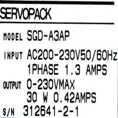 SGD-A3AP Yaskawa Servo Drive Entrée 1,3 AMPS SERVOPACK 50/60hz Une phase