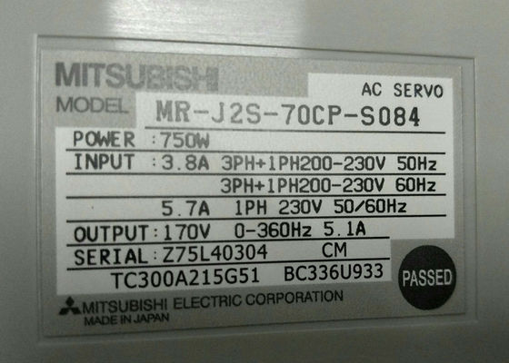 Mitsubishi Industrial Drive MR-J2S-70CP-S084 Servo amplificateur à courant alternatif 750W Entrée 3.8A 200-230V