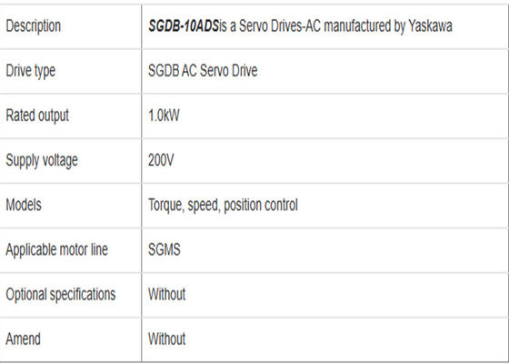 Yaskawa SGDB-10ADS 200V AC Servo Drive tout neuf dans l'original