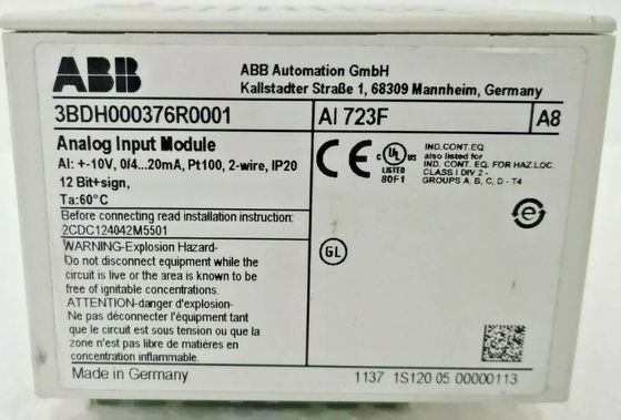 Le module d'entrée analogique de l'ABB 3BDH000376R0001 AI 723F I-O_Module est de 0,15 kg