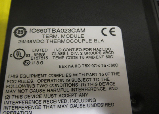 IC660TBA023 Assemblage terminal GE Fanuc, bloc thermocouple avec une tension nominale de 24/48 Volts DC