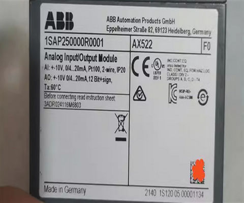 Les moteurs ABB 1SAP250000R0001 AX522:S500 Module d'entrée/sortie analogique
