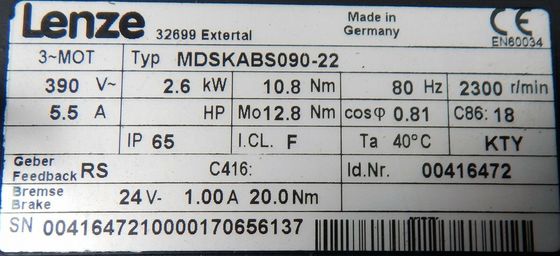LENZE MDFKABS090-22 Moteur électrique d'usage général Puissance nominale 15 kW
