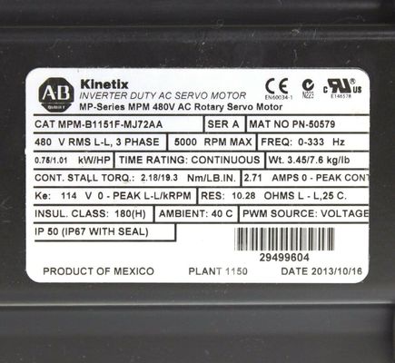Le moteur de service rotatif de la série MPM 480V AC