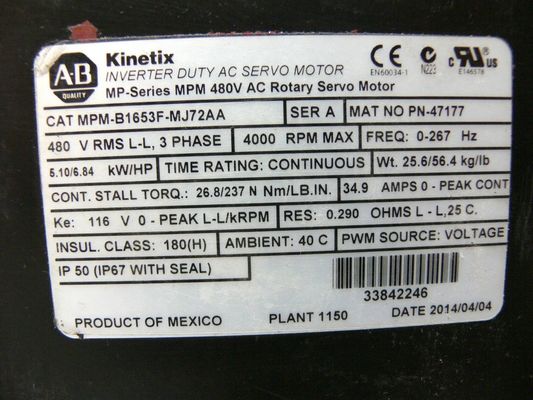Le moteur de servo rotatif de la série MPM 480V AC