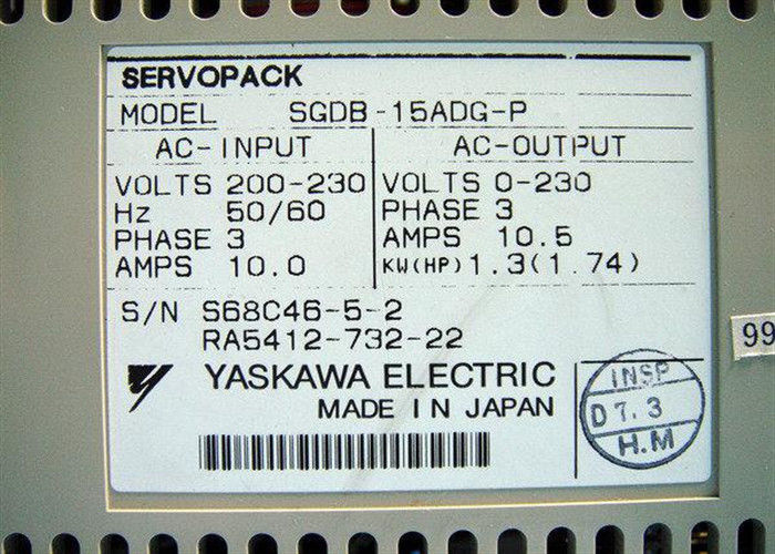 SGDB-15ADG-P AC Servo Drive Tout neuf Yaskawa dans la boîte d'origine