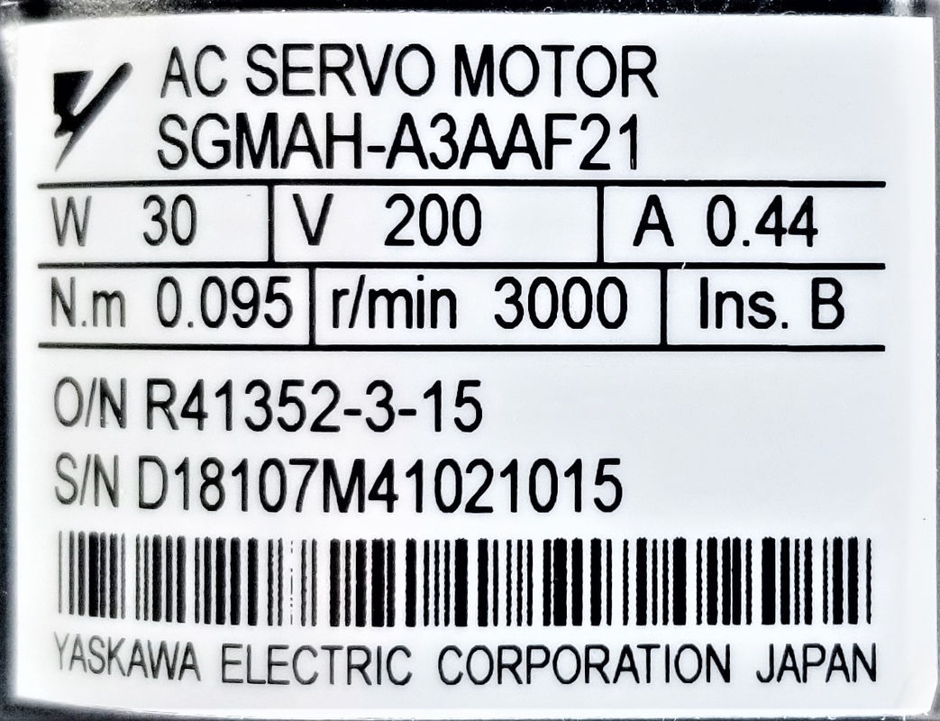 Yaskawa AC Servo Motor SGMAH-A3AAF21 tout neuf dans la boîte originale