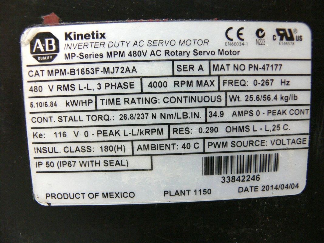 Le moteur de servo rotatif de la série MPM 480V AC